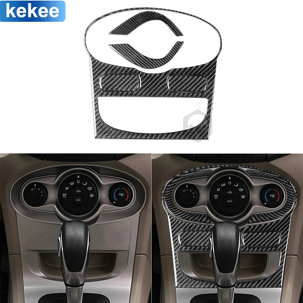 

For Ford Fiesta 2011 2012-2019 Real Carbon Fiber Air conditioning panel set Trim Car Interior Stickers Decoration Accessories