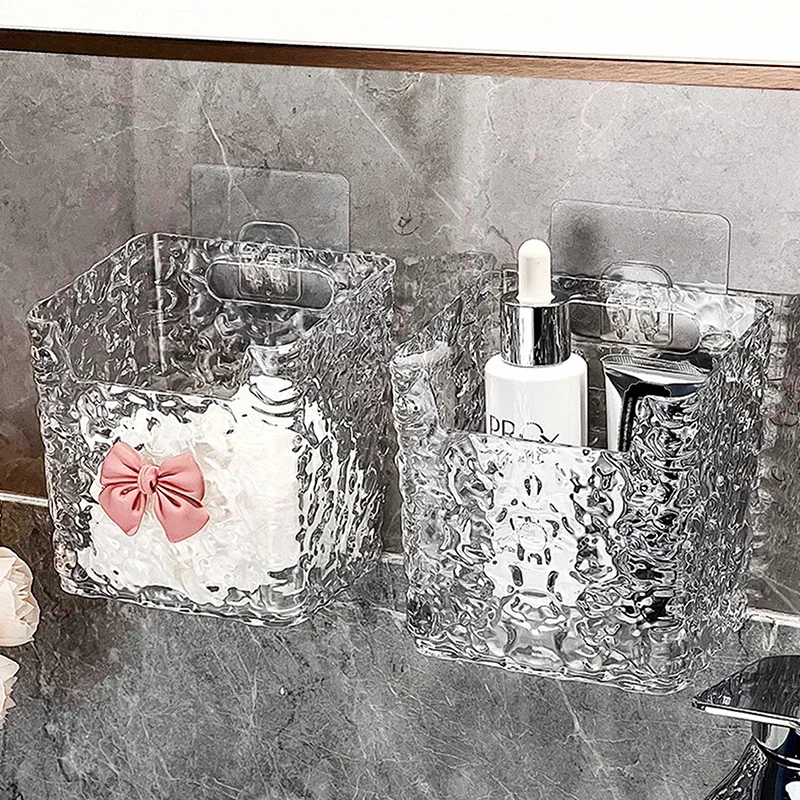 1 PCS Punch-Free Toothpaste Holder Wall Mounted Makeup Brush Organizer Storage Rack Bathroom Storage Box Drain Box Toilet Rack image 3