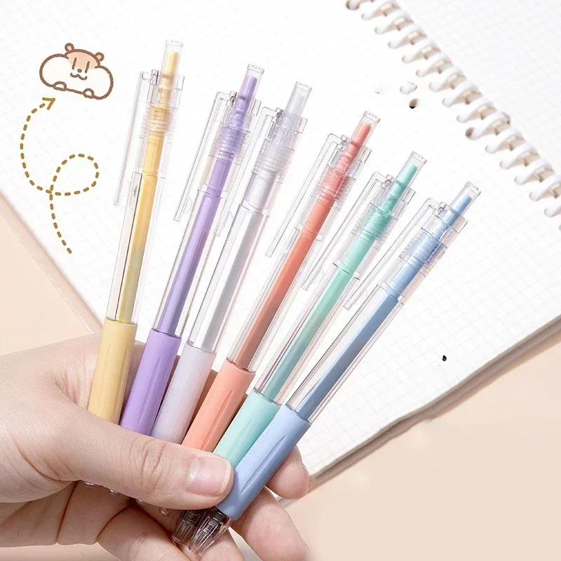 

Macaron 6 Colors Ballpoint Pen 0.5mm Black Ink Quick Dry Signing Pen for Student School Stationery Kawaii Office Supplies Gift