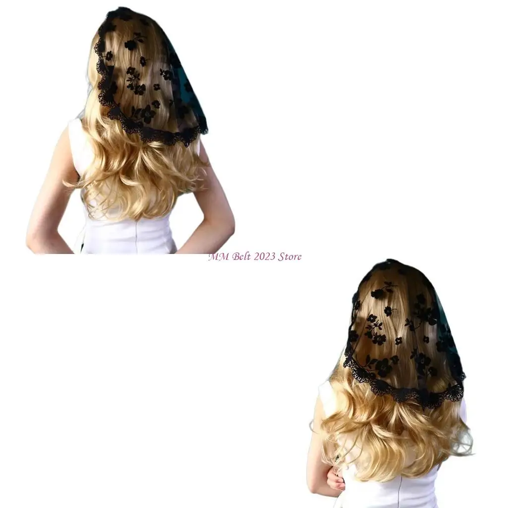 

49ME круглый кружевной платок для волос для девочек, банданы для волос, вуаль для волос в церковной часовне