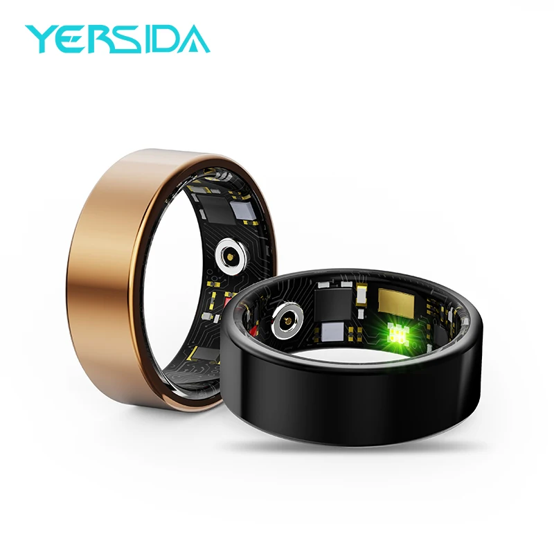 YERSIDA R11M Smart Ring Hartslag Gezondheid Slaapmonitoring IP68 Waterdicht Multi-sportmodi Titanium Stalen Shell Ring voor volwassenen