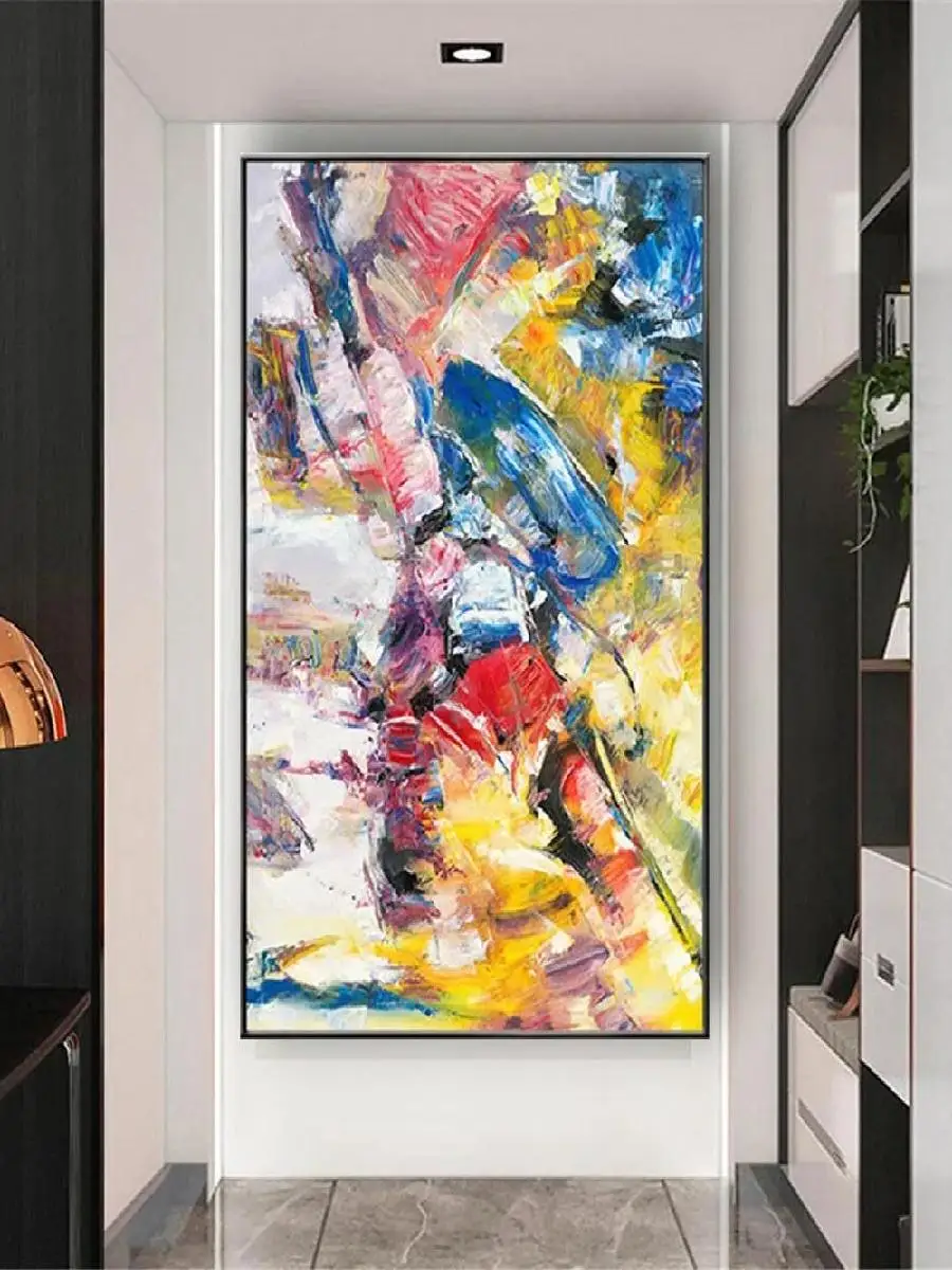 لوحة زيتية تجريدية حديثة مرسومة باليد ، قماش جرافيتي ملون ، فن جداري لديكور غرفة المعيشة ، ديكور منزلي فريد من نوعه