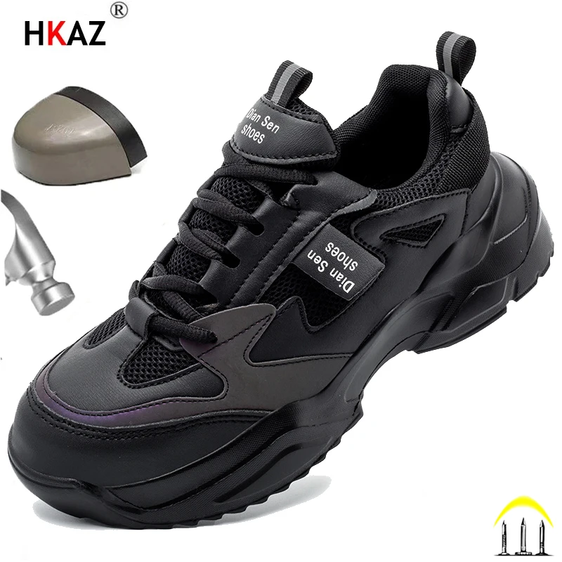 Zapatos de seguridad para hombre, botas antigolpes y antiperforación con punta de acero, zapatos de trabajo de seguridad, botas de trabajo ligeras y transpirables indestructibles