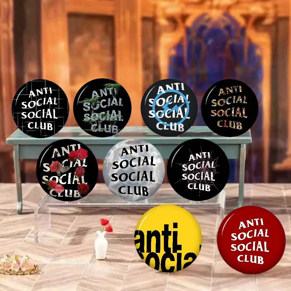A-ANTI SOCIAL SOCIAL CLUB Anime Button Pin Handmade Brooch for Clothes Cartoon Badge Backpack Decoration Jewelry Accessories