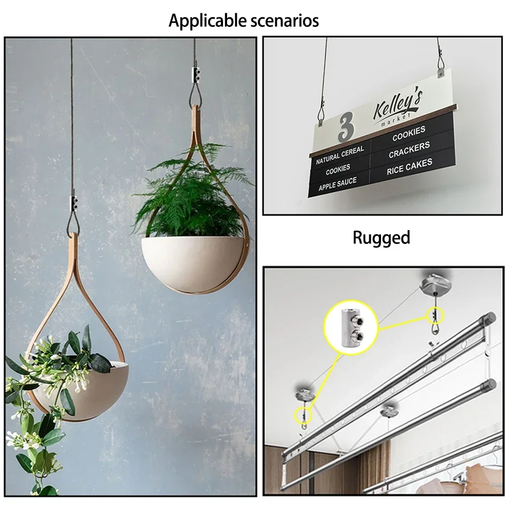 1-4mm Adjustable Stainless Steel Wire Rope Metal Suspension Clamp Used For Hanging Accessories Sling Screws Cable Fixing Tools