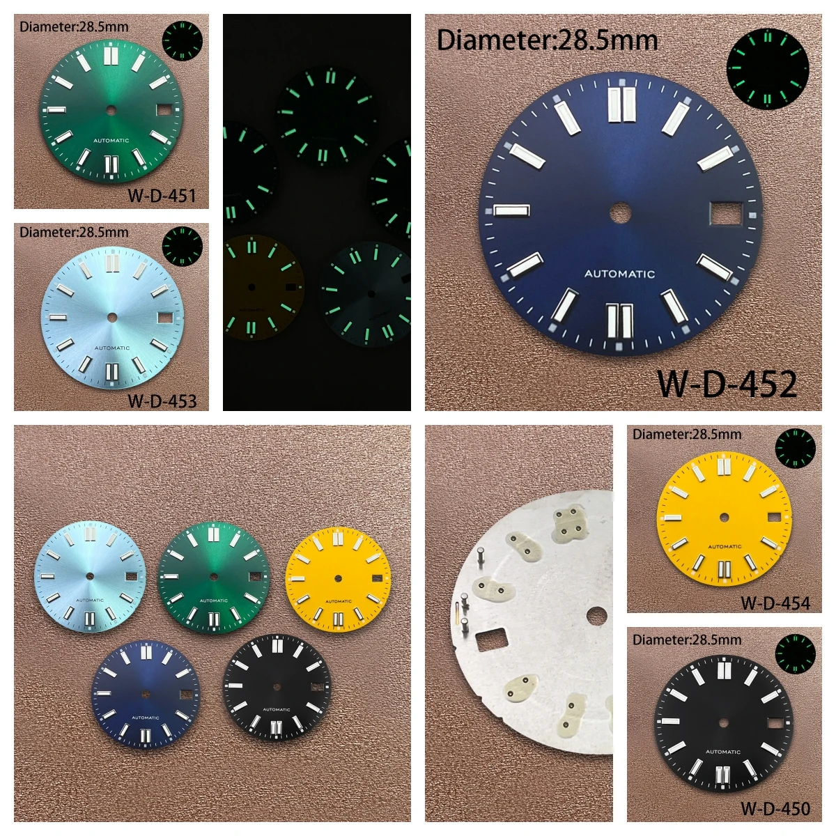 

28.5mm S Logo Diving Dial Suitable For NH35/NH36 Movement Green Luminous Sunray Quality Dial Watch Modification Accessories