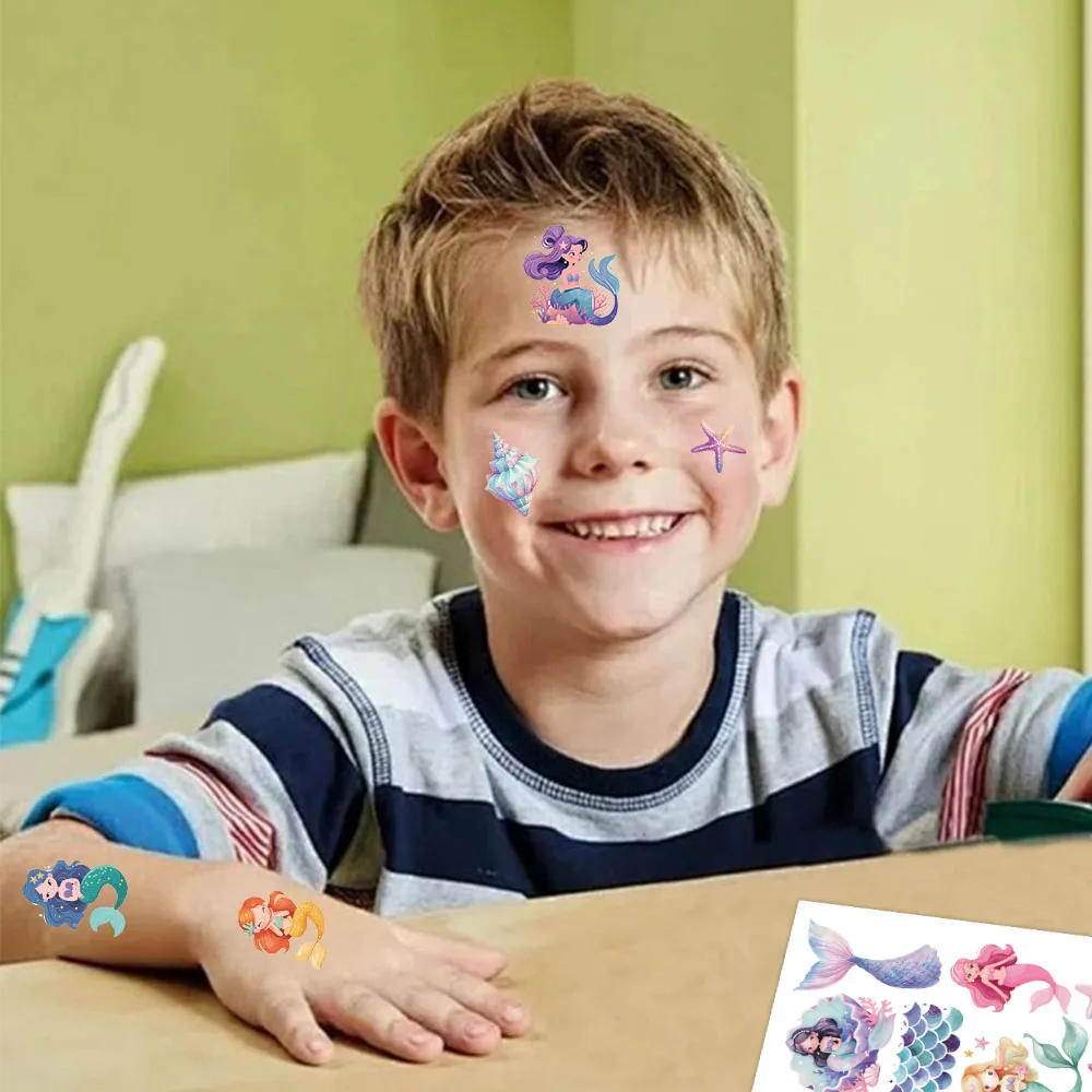 10PCS Mermaid Tattoo Stickers Exquisite Color Fake Tattoo Personalized Retro Tattoo Premium Waterproof Durable