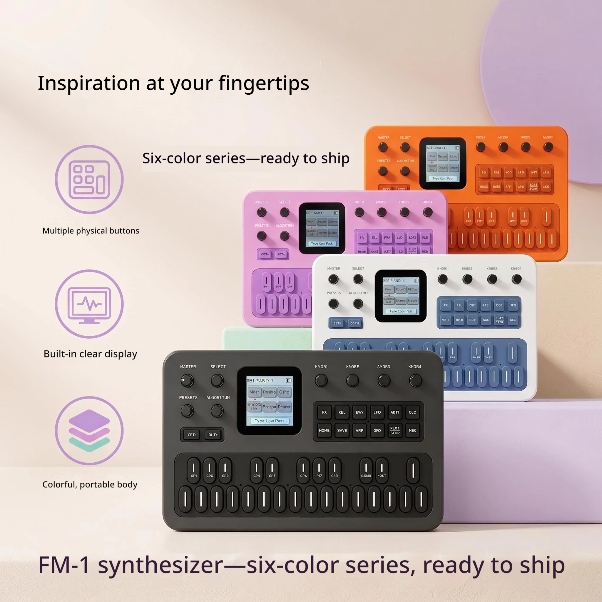 M-VAVE FM-1 portable FM modulation analog synthesizer effect device arpeggio sequencer 128 preset sound effects three-way MIDI