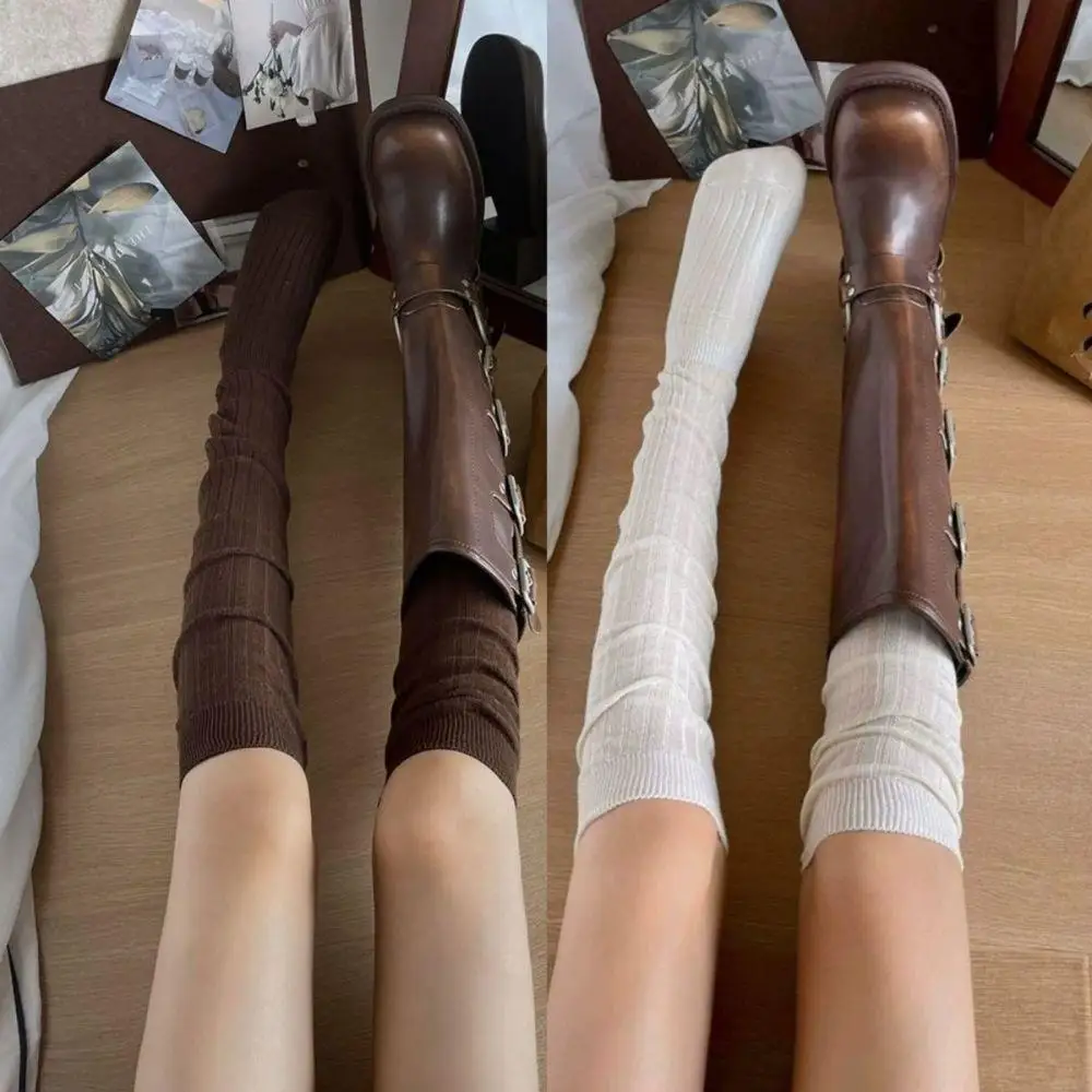 لوليتا طول الركبة جوارب النساء أسود أبيض رمادي بلون كل مباراة فوق الركبة عالية الجوارب الطويلة موضة عادية JK نمط جورب