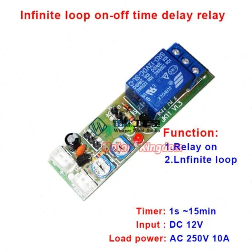 DC 5V 12V 24V Adjustable Trigger Infinite Cycle Loop Delay Time Switch Turn On-Off Loop Module 1s-100s/ 0-15Min/ 0-60Min/ 0-24H