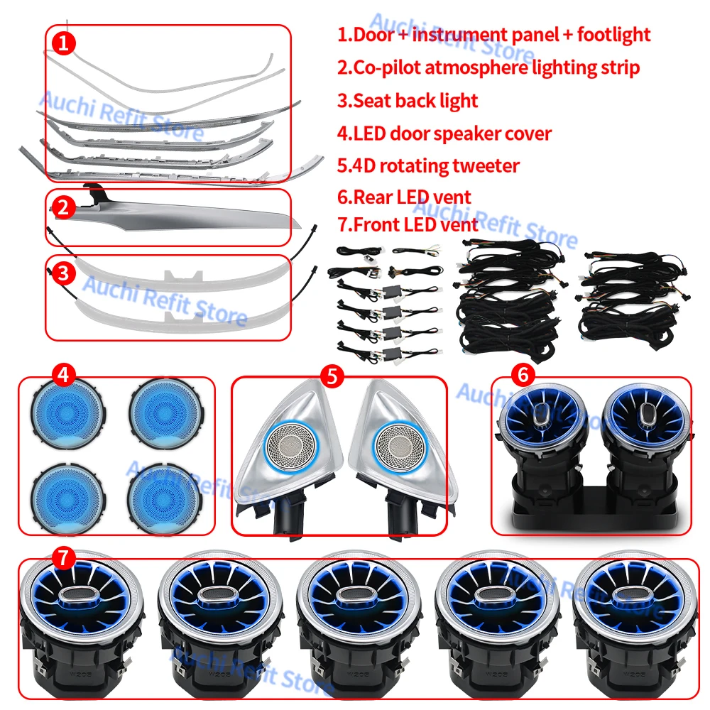 Omgevingslicht Decoratieve Strip Voor Mercedes Benz C GLC Klasse Coupe W205 C43 C63s X253 GLC43 LED Luchtuitlaat Vents Turbine Nozzle