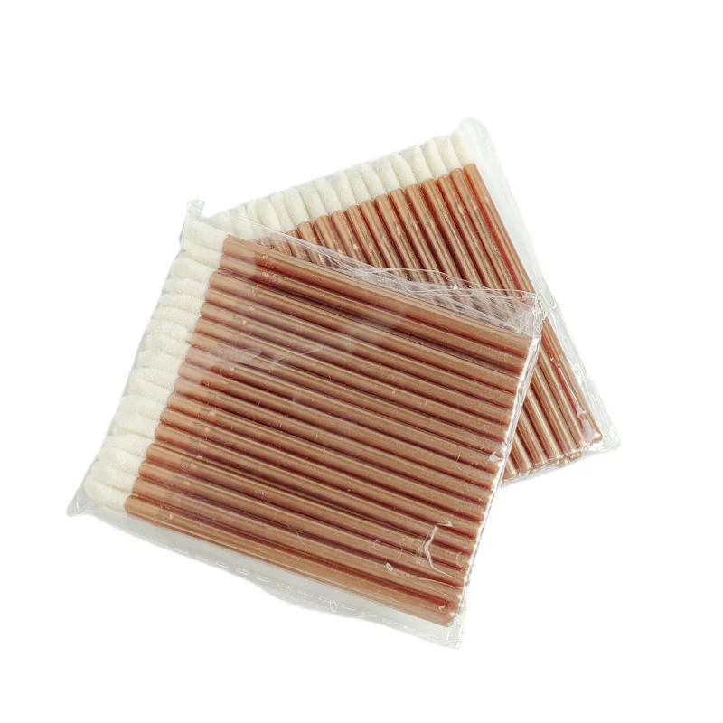 1bag Rose Gold Color Disposable Lip Brush Applicator Eyelash Cleaning Lipstick Glossy Wands