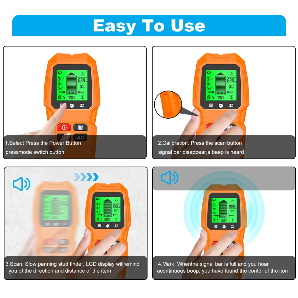 Wall Scanner 7 in 1 LCD Electronic Detector Metal Detector Testing Tools High Sensitivity Wall Stud Finder Sensor