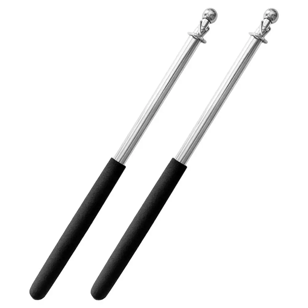 

2Pcs 0m Extendable Stainless Steel Handheld Flagpole Handheld Black Travel Flag Stick Guide Tour Guide