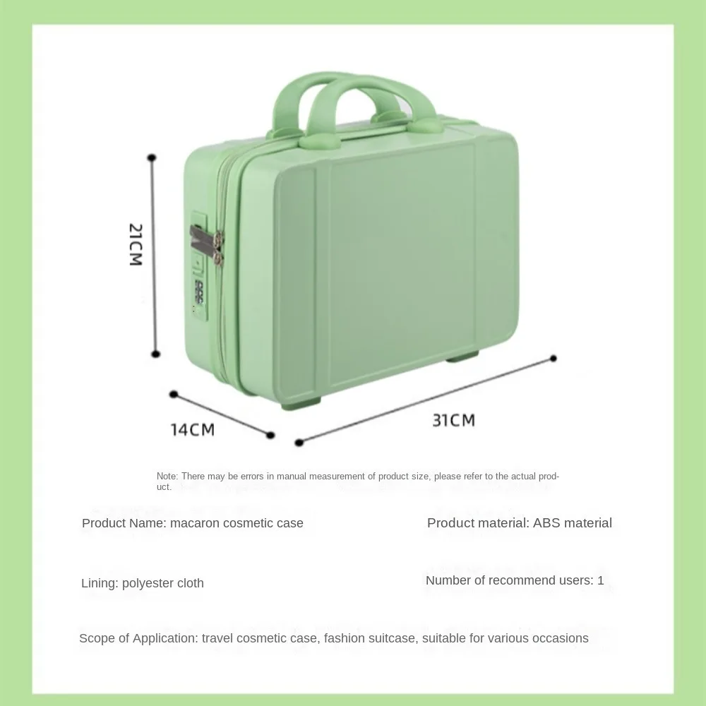 Portable ABS Hand Carry Suitcase Zipper with Combination Lock Luggage Box Cosmetic Box