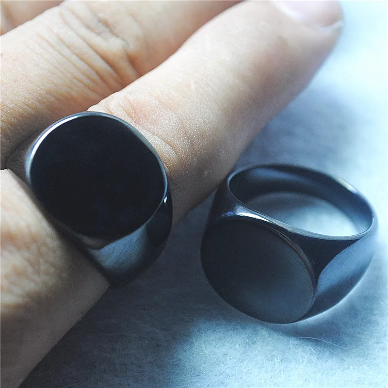 2PCS Black Mens Rings Stainless Steel Material 22MM Hole Diameter 18MM Wideth Good For Party Or Enjoy