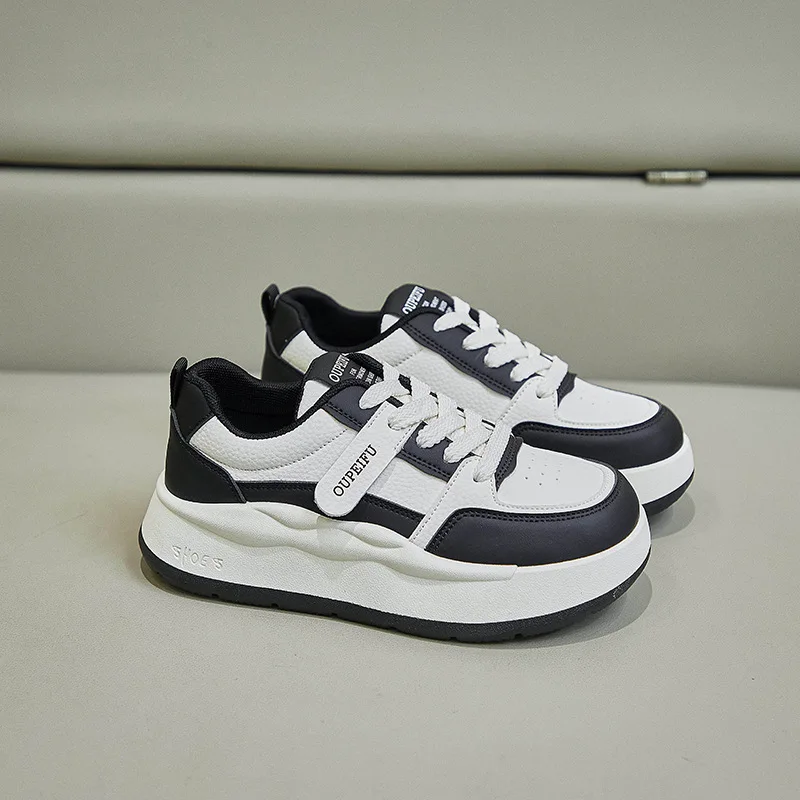 New Spring & Summer Women Shoes Fashion PU Leather Thick-Soled Increase Girls Sneakers Breathable Sports Casual Size 35-40