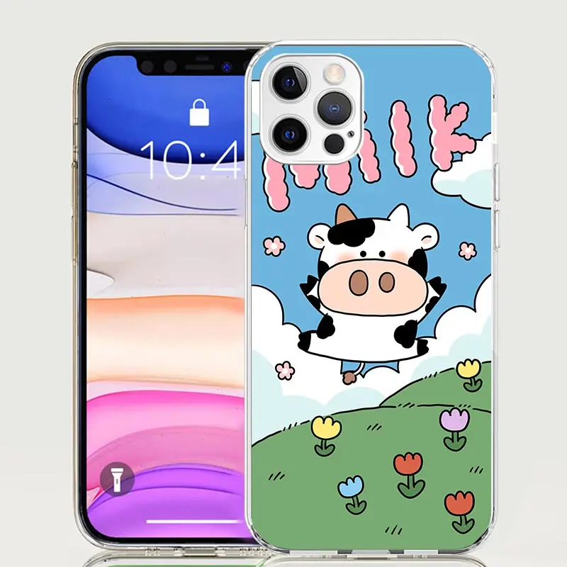 Dairy Cattle Cow Speckle Cute Phone Case For Apple Iphone 11 12 13 Mini 14 15 16 Pro Max 7 Plus X XS XR SE Art Customized Coque