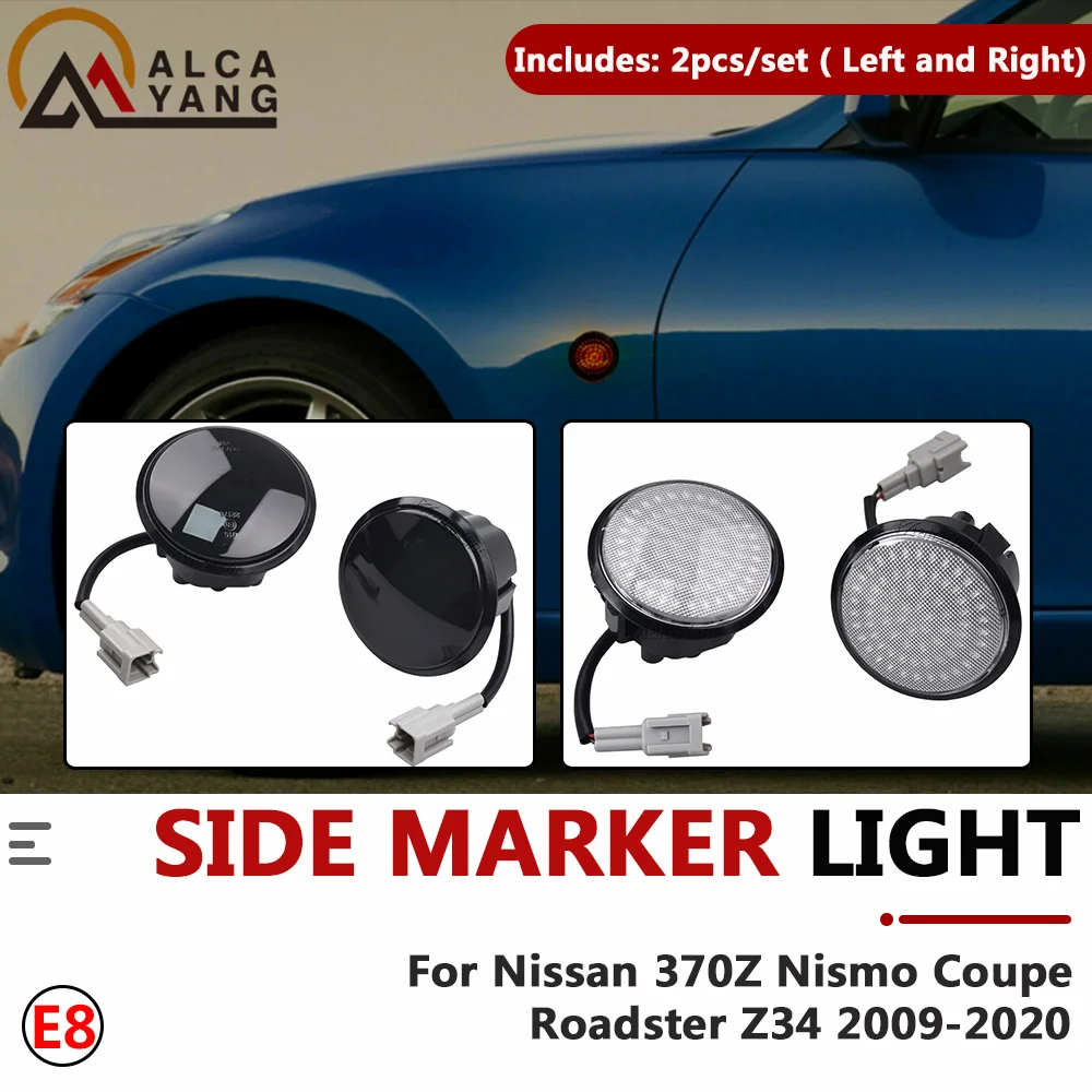 

For Nissan 370z Coupe Nismo Z34 Led Dynamic Amber Side Marker Lights Turn Signal Sequential Blinker Lamps 2009-2020 2PCS