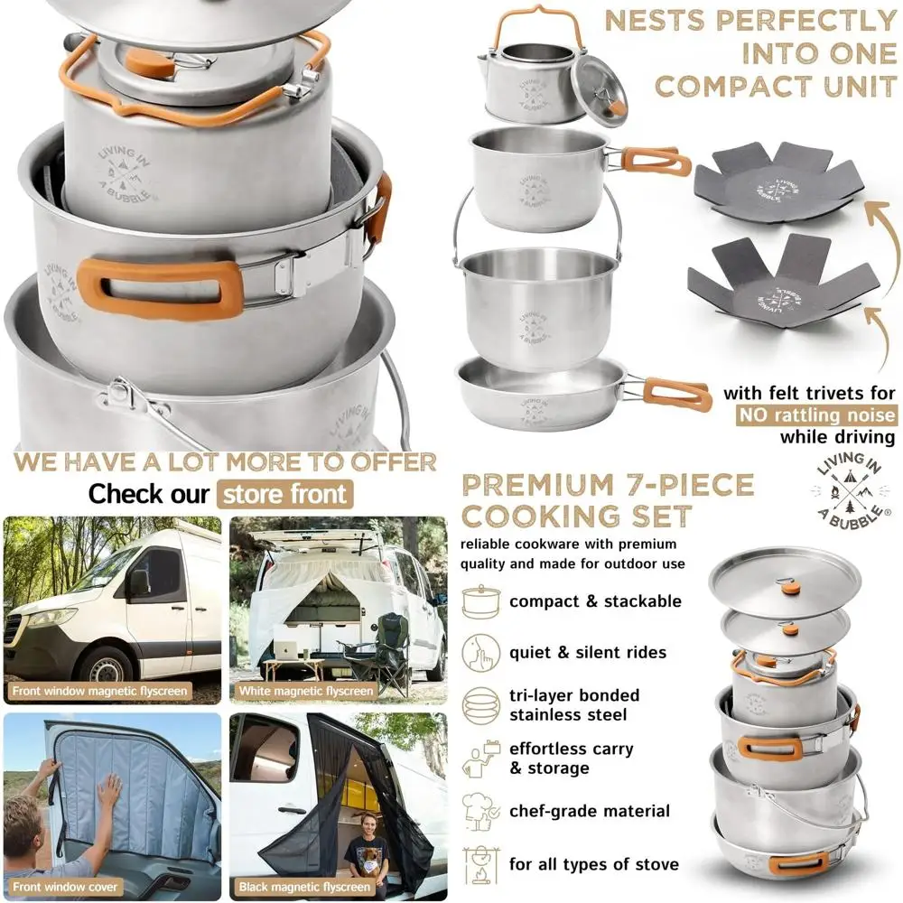 

7-Piece Premium Stainless Steel Cookware Set: Tri-Ply Construction, Comfort Grip Silicone Handles, Space-Saving Stackable Design