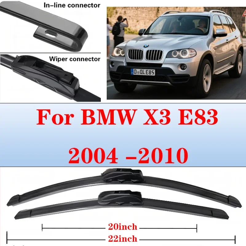 

2Pcs 22"+20" Front Wiper Blades Set Kit For BMW X3 E83 2004 2005 2006 2007 2008 2009 2010 Windshield Windscreen Window Brushes