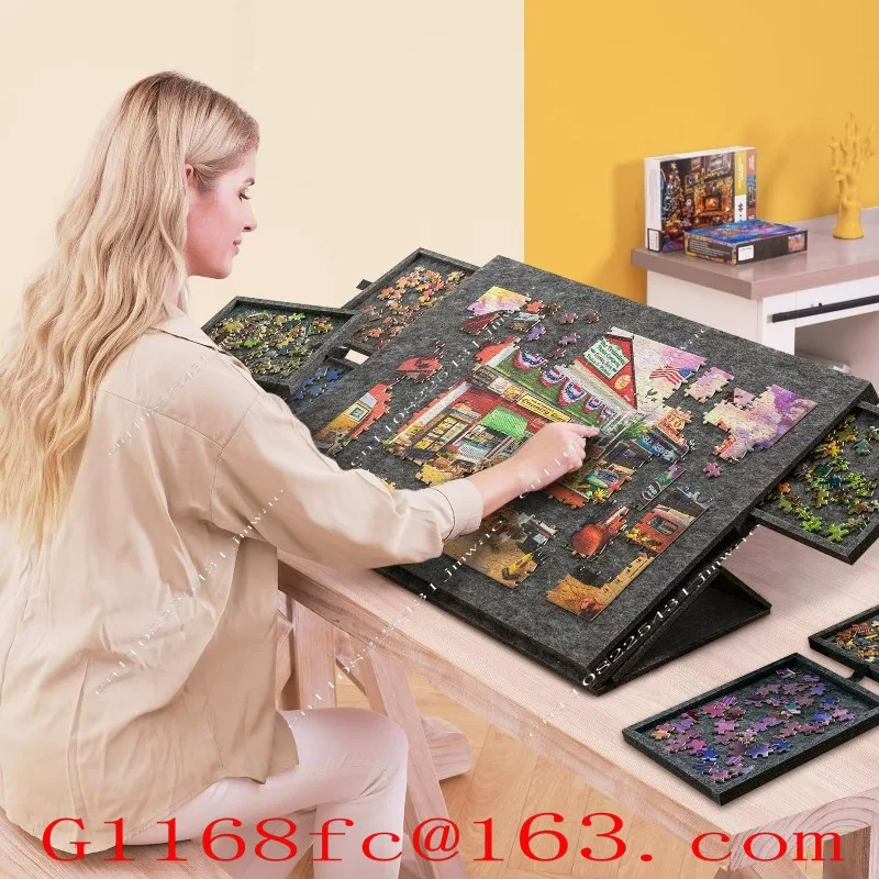 Puzzle Table Board with Bracket Cover, 6 Drawers, Portable 1000 Puzzle Table Puzzle Board