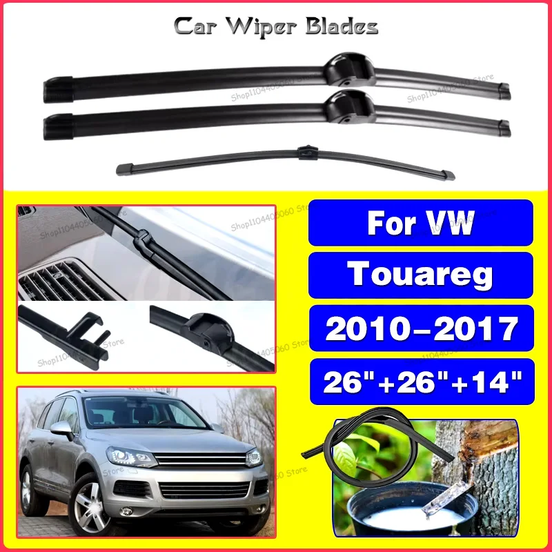 

Wiper Front & Rear Wiper Blades Set For VW Touareg 2010-2017 2011 2012 2013 2014 Windshield Windscreen Front Window 26"+26"+14"