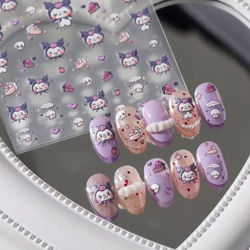 1Pcs Sanrio Kawaii Kuromi Nail Stickers My Melody Student Cartoon Cute Waterproof Nail Decorate Stickers Accessories Girl Gift