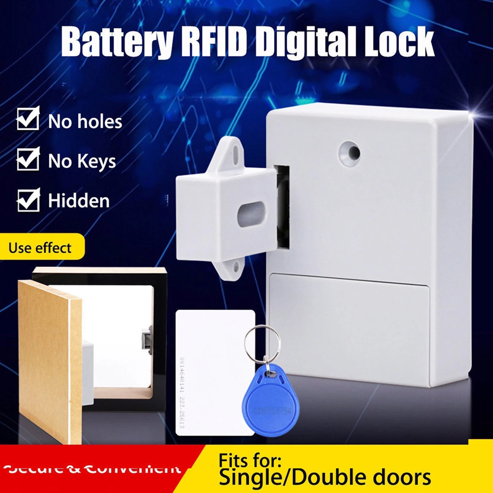 SmartLock Battery IC Card Sensor Cabinet Drawer Intelligent SmartLock  Invisible Hidde Digital Lock without Perforate Hole