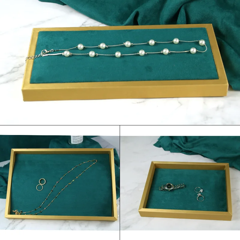 Retro green series jewelry set wiredrawing leather bracelet watches receive necklace ring jewelry display tray display