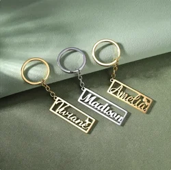 Custom Text Name Tag Keychain Personalized Anti-Lost Pet Dog Tag Stainless Steel Key Chain Ring Bag Backpack Charm Car Key