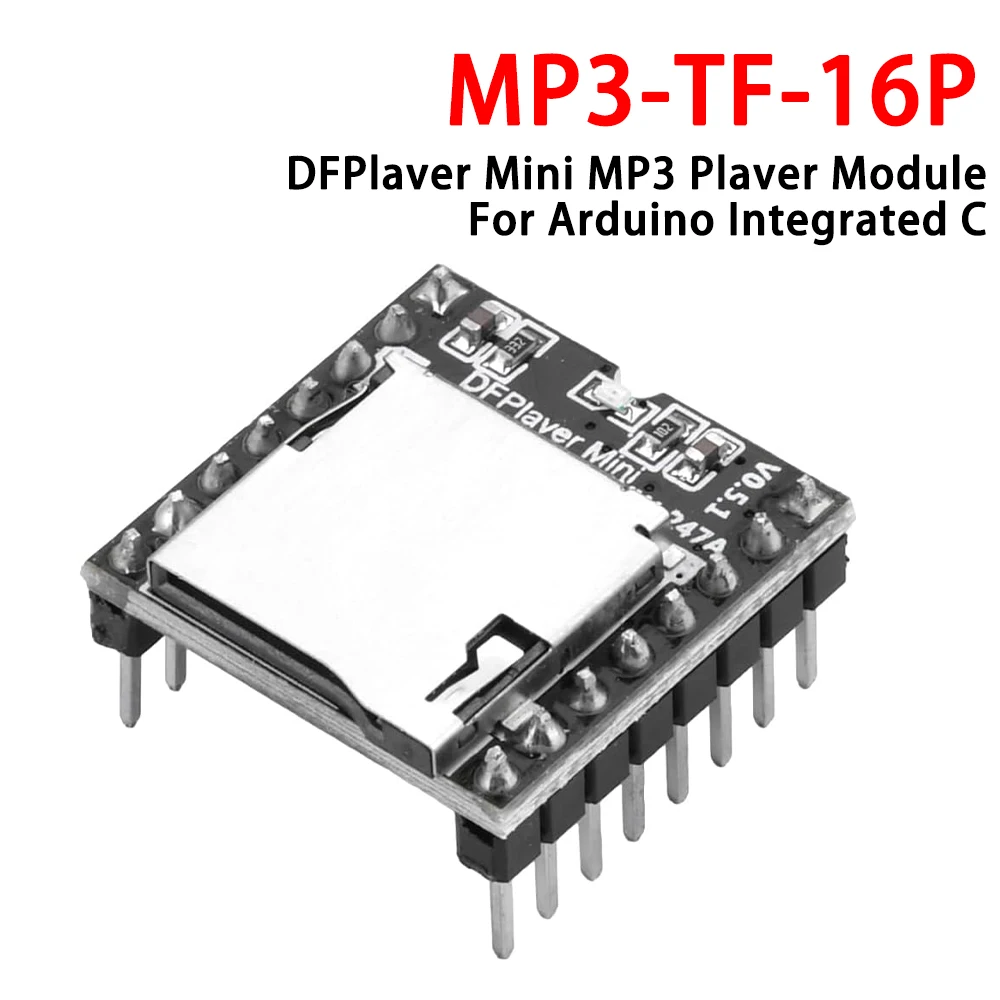 YX5200 DFPlayer Mini módulo de reproductor de MP3 MP3 Placa de decodificación de voz tarjeta TF U-Disk IO puerto serie AD Compatible con Arduino