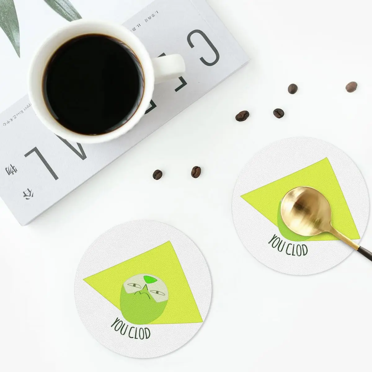 You Clod Peridot Steven Universe - Posavasos de cuero de PVC, impermeables, para café, hogar, cocina, comedor, juego de 6