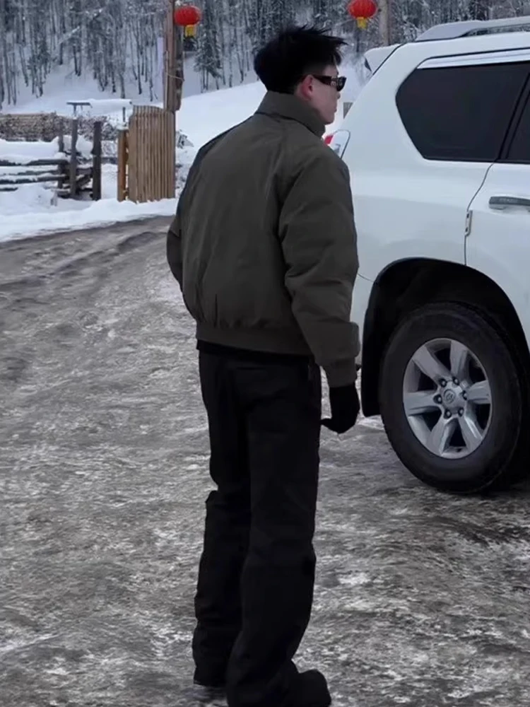 معطف بيسبول من American Sle Thiened مصنوع من القطن للرجال من ماركة Faion الشتوية مقاوم للرياح وياقة واقفة من ألياف البوليستر