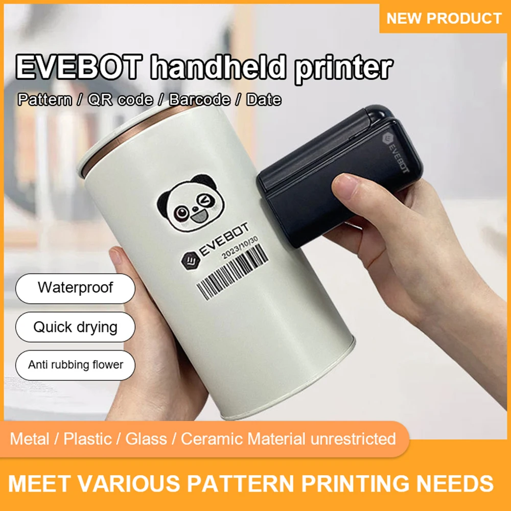 

Ручной принтер EVEBOT PrintInd, мини-портативный струйный принтер для татуировки с быстросохнущим чернильным картриджем, функция BT, совместимость управления через приложение