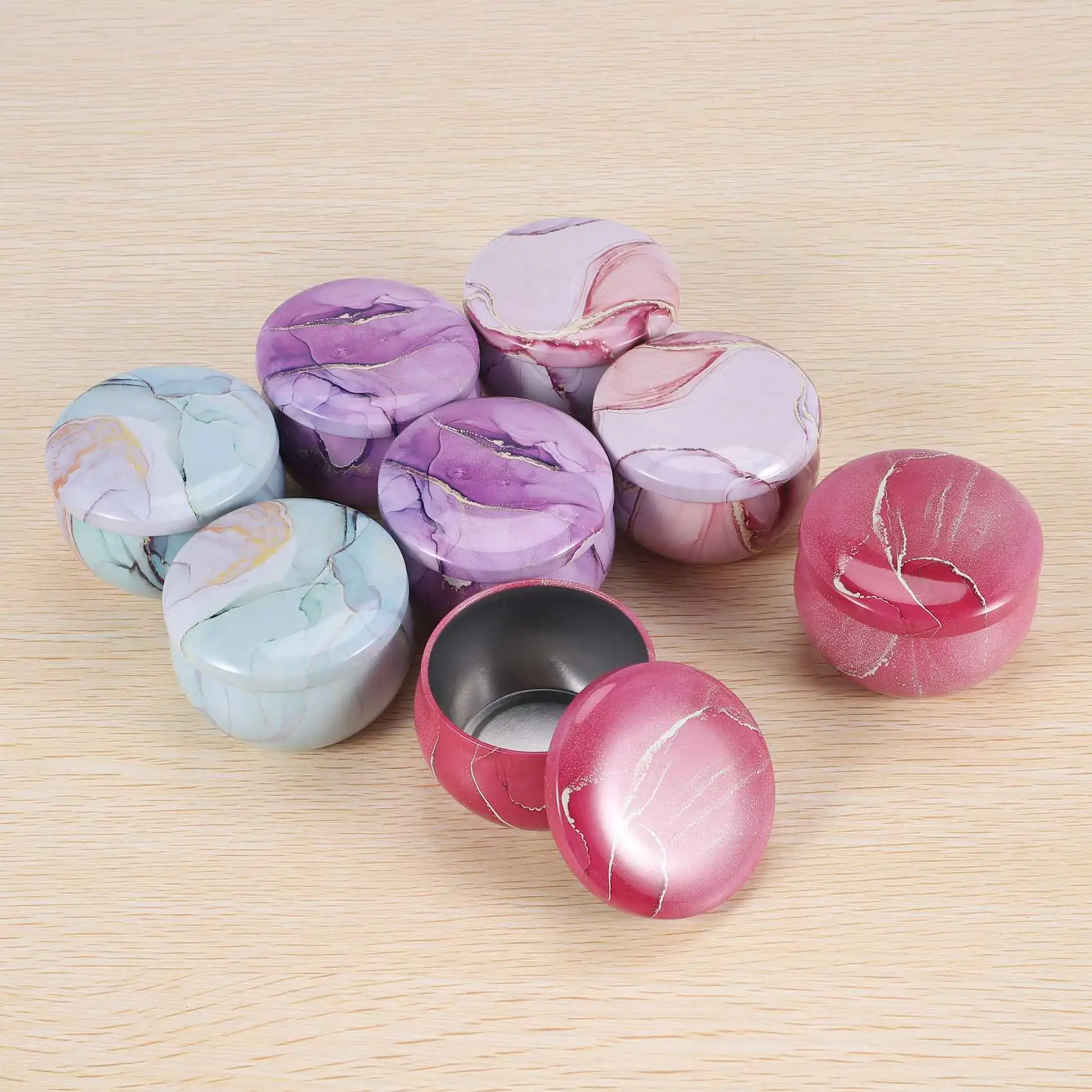 Práctico-8 Uds. De latas para velas, Kit de fabricación de velas, lata de Metal vacía con tapas, latas de almacenamiento reutilizables para té, dulces, especias, Gif