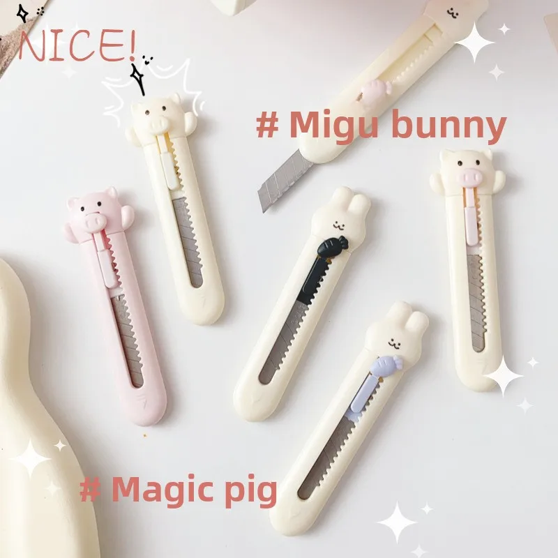 Mini Piggy Utility Knife Cute Express Delivery Artifact Portable Paper Cutter Hand Account Knife Girl Heart Student Stationery