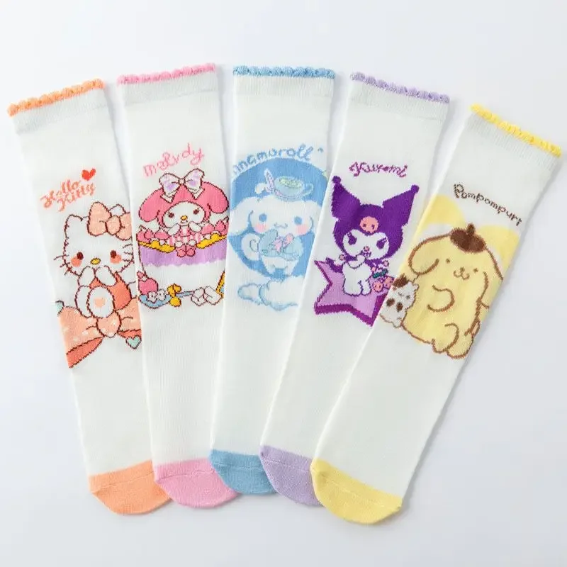 

Sanrio Kawaii Kuromi My Melody Children Socks Cinnamoroll Pompompurin Anime Autumn Cotton Girls Mid-Calf Socks Tide Gift for Kid