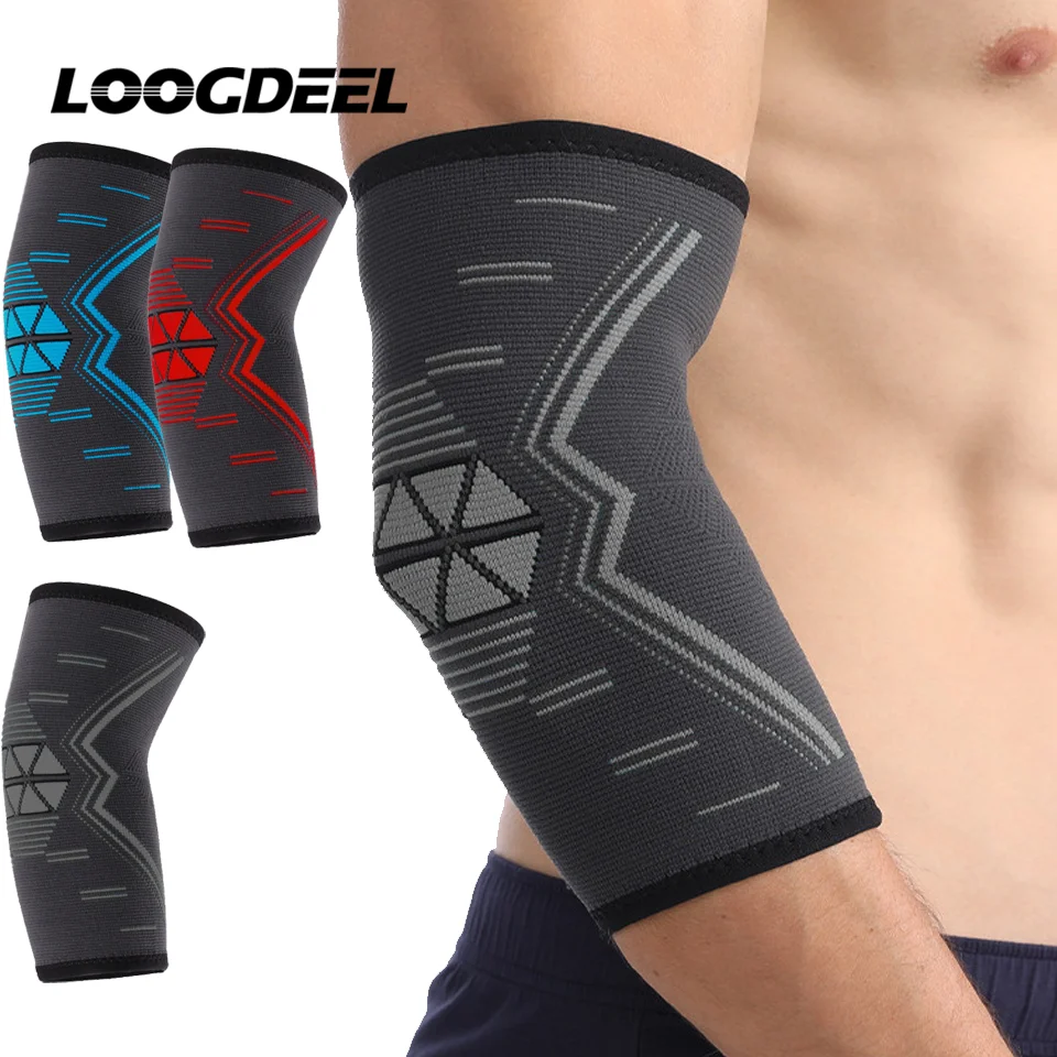 LOOGDEEL 1Pcs Elbow Guard Knitted Nylon Breathable Sweat Absorbing Summer Running Sport Arm Guard For Cycling Fitness Basketball