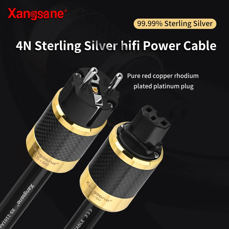 Xangsane 4N sterling silver hifi power cord CD device front amplifier decoder EU/US connection cable