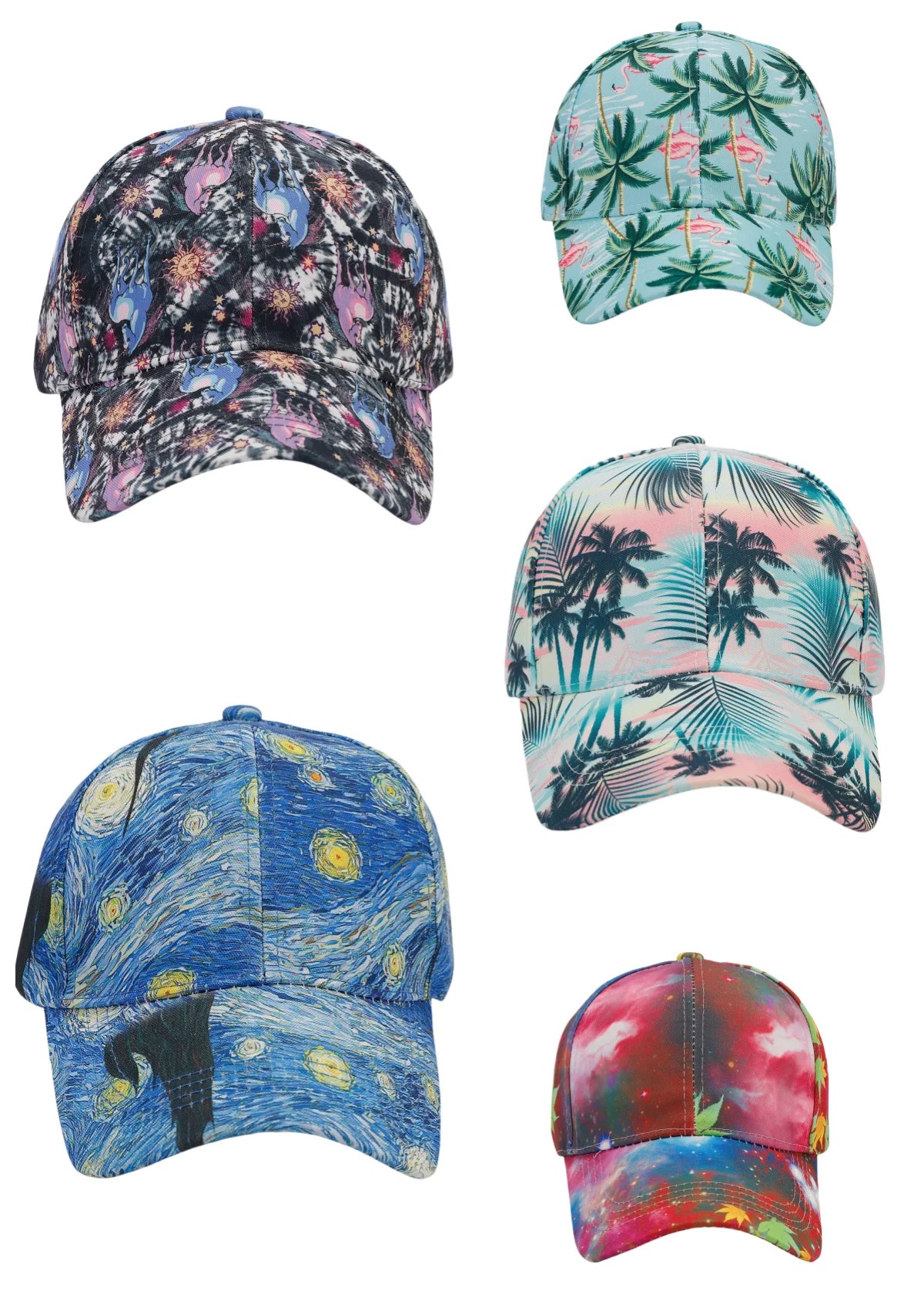 Full print hard-top baseball cap Outdoor sports outing mountaineering sun protection minimalist cap for men and women