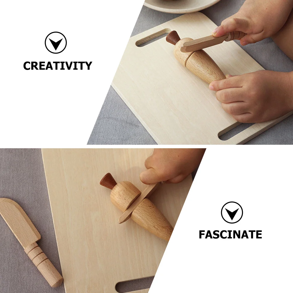 1 комплект, деревянный детский резак, безопасный кухонный инструмент, разделочная доска для раннего образования, разделочная доска, игра для еды, овощей, безопасный эргономичный дизайн