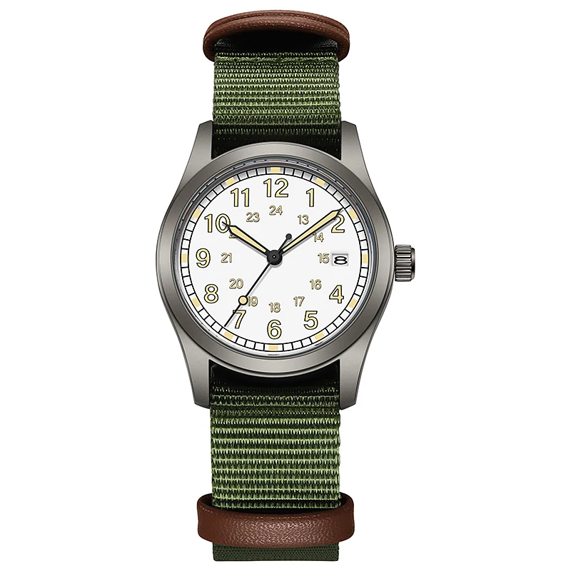 Montre de terrain TPW pour femme 2026, boîtier 34 mm, bracelet en tissu facile à lire, affichage 24h, fonction jour, mouvement à quartz, lumineuse