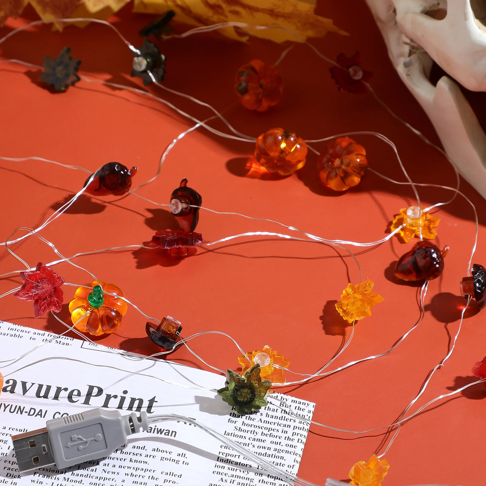 20 متر 50Led الخريف سلسلة أضواء لجميع القديسين ديكور الحفلات داخلي في الهواء الطلق غرفة نوم الخريف الديكور الشكر نافذة الجنية أضواء #3