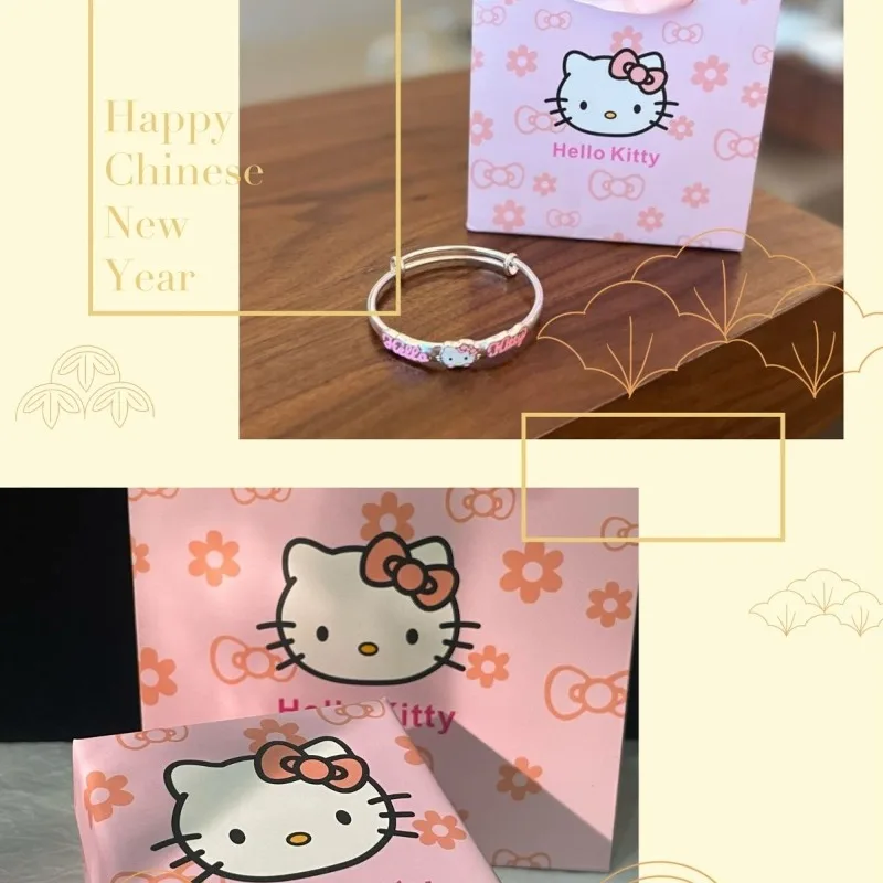 

New Kawaii Sanrio Hello Kitty Cute Push Pull Bracelet Light Luxury Versatile Design High End Girl Bracelet Jewelry Gifts