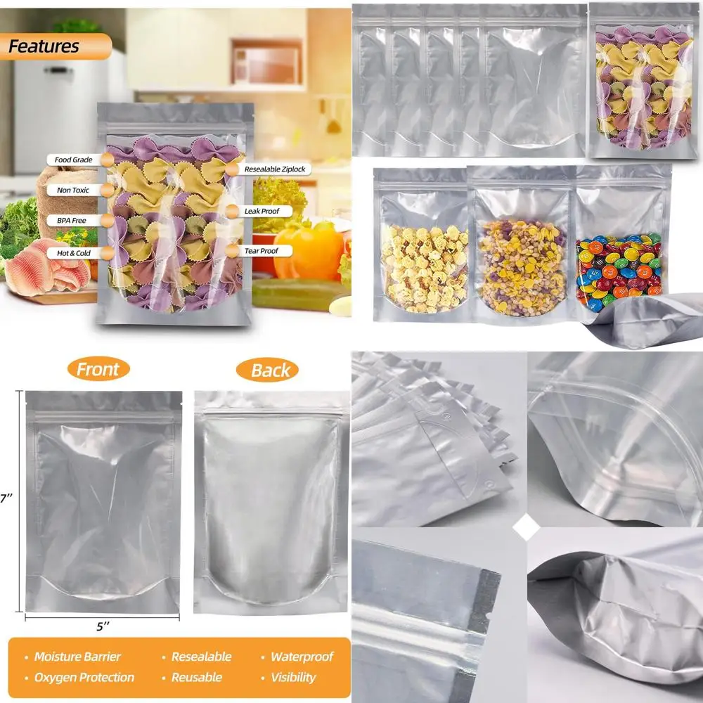 

Пакеты для хранения продуктов 1/2 пинта, 240 штук, майларовые 5x7 с окном, для сублимированных конфет, многоразовые для длительного хранения продуктов