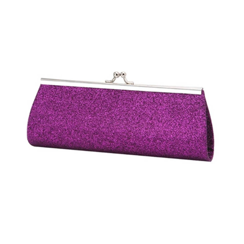 Women Glitter Clutch Purse Evening Party Wedding Banquet Handbag Shoulder Bag (Purple)