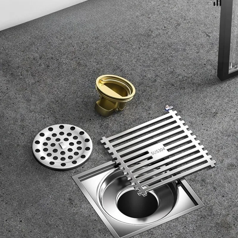 Gun Gray All Copper Core 304 Stainless Steel Sewer, Bathroom Shower, Washing Machine, Anti Odor and Insect Floor Drain