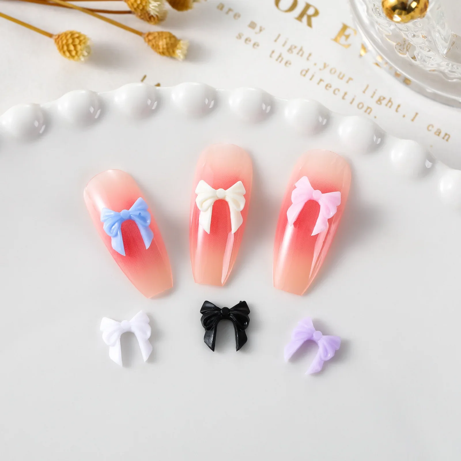 100pcs Resin Mini Bows Planar Flatback Nail Art Kawaii Charms Material Miniature Stickers Craft Accessories and Materials Decals