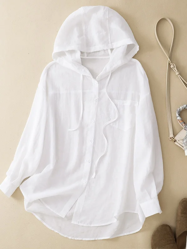 

Summer 2026 New plus Size Women's Long Sleeve Shirt Hooded Breathable Sunscreen Air Conditioning Loose Slimming Top
